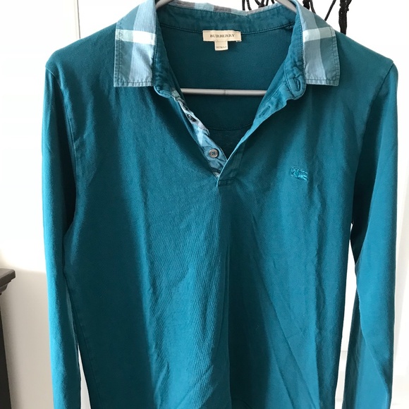 Burberry Green Button Collar Long Sleeved Tee - size 14Y - Picture 5 of 6